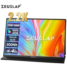 Resim ZEUSLAP Z14K 14'' 2240X1400 60Hz Ads-Ips Panel TYPE-C,100% Srgb Ultra Ince Taşınabilir Monitör (ZL-Z 