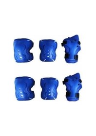 Resim Dizlik Dirseklik Koruma Seti Bisiklet Paten Kaykay - Mavi Siyah 
