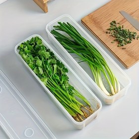 Resim 2 adet PE Plastik Taze Sebze Saklama Kapları - 24.99cm Buzdolabı Düzenleyici Kutular Cilantro, Yeşil Soğan, Nane için - Dayanıklı Kapalı Mutfak Saklama Kutuları, Sebze Saklama Çözümü | Şık Plastik Kutu | Güvenli Kapama Kapağı, Sebze Saklama Kapları 