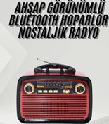 Resim Techno Stock Nostalji Radyo Bluetooth Hoparlör USB-SD Kart Giriş Led Fener Işıklı Bataryalı Pilli 