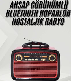 Resim Techno Stock Nostalji Radyo Bluetooth Hoparlör USB-SD Kart Giriş Led Fener Işıklı Bataryalı Pilli 