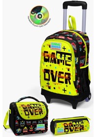 Resim Coral High Kids Siyah Neon Sarı Game Over Desenli Çekçekli 3'lü Çanta Seti Set0123928 