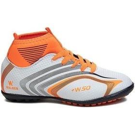 Resim Walked 435-25 Çoraplı Halı Saha Krampon Beyaz Turuncu 36-39 Beyaz 