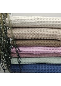 Resim Büyük Kareli Waffle Pike Bornozluk Kumaş 100% Pamuk Bw-05 Bej 