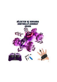 Resim Craftivio Uzaktan Kumandalı El Hareket Sensörlü Akrobat Araba 360 Derece Dönen Şarjlı Işıklı 4wd Drift Arabası 