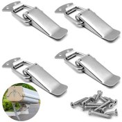 Resim 4 Parça Gergi Kilidi Paslanmaz Çelik Çekmece Kilidi Kol Kilidi Kapak Kilidi Kasa Çekmecesi, Alet Kutusu, Çekmece, Dolap, Şifonyer İçin, Vidalar Dahil 