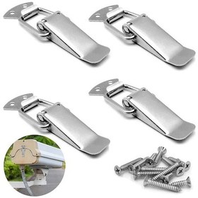 Resim 4 Parça Gergi Kilidi Paslanmaz Çelik Çekmece Kilidi Kol Kilidi Kapak Kilidi Kasa Çekmecesi, Alet Kutusu, Çekmece, Dolap, Şifonyer İçin, Vidalar Dahil 