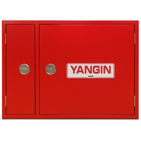 Resim UNİ-BOX 1'' ÇİFT SAÇ KAPAK 20 MT HORTUMLU 1MM SIVA ÜSTÜ TSE'Lİ YANGIN DOLABI 