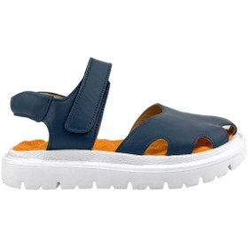 Resim Nubebe Retro Kız Çocuk Deri Sandalet Lacivert 