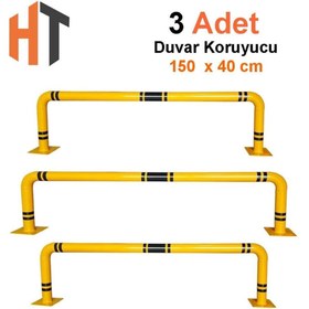 Resim Hayat Trafik 3'lü Otopark Yüksek Araç Stoperi, Bariyer Seti 150x40 cm 