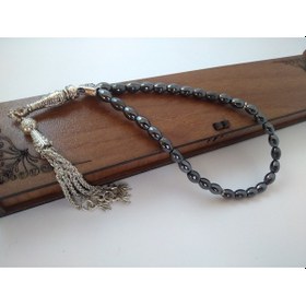 Resim Hematit Taşı Arpa Kesim Tespih / Doğaltaş Tespih 