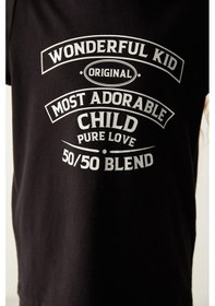 Resim Unisex Çocuk Wonderful Kid Slogan Baskılı Pijama Takımı Siyah 