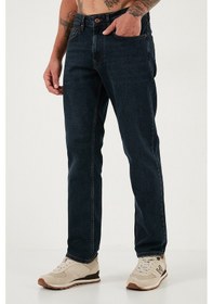 Resim Buratti Streç Pamuklu Comfort Fit Yüksek Bel Boru Paça Jeans Erkek Kot Pantolon 4412C25Texas Mavi 