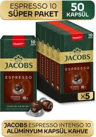 Resim Jacobs Espresso 10 Intenso Nespresso Uyumlu Alüminyum Kapsül Kahve 5 x 10'lu 