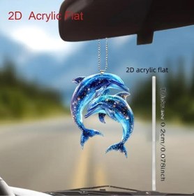 Resim DAMMERUN Işıltılı Galaksi Temalı Çift Yunus 2D Akrilik Askı Süsleme - Sevimli Oto ve Çanta Aksesuarı 