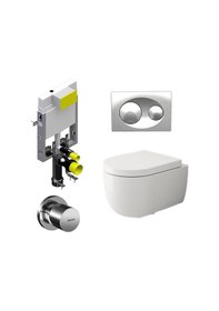 Resim Bocchi V Tondo Kanalsız Asma Klozet, Kapak ve Bocchi Gömme Rezervuar Seti 