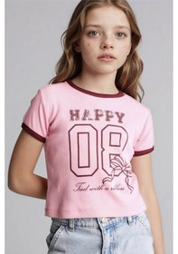 Resim Defacto Baskılı Fitilli Kaşkorse Pembe Kız Çocuk T-shirt D8542a8/pn253 
