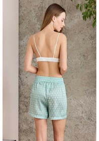 Resim Pierre Cardin 1225 Kadın Empirme Saten 3'lü Şort Takım-capri Yeşil 