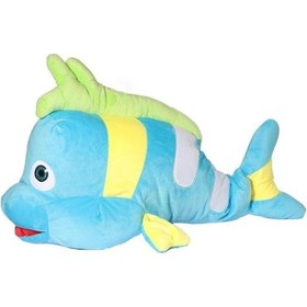 Resim Balık Peluş Oyuncak Uyku Arkadaşı 55 Cm Büyük Boy Mavi 