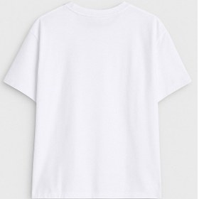 Resim Kadın Bisiklet Yaka %100 Pamuk Side Baskılı Kısa Kollu T-shirt Çok Renkli 