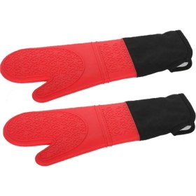 Resim Epinox 2 Adet - 1 Çift Silikon Fırın Eldiveni Yanmaz , Yapışmaz , Sağ - Sol Takım - Kırmızı - 41,5 cm (Slk-Eldk) 