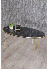 Resim Uslucan Alışveriş Zigon Sehpa Ve Orta Sehpa Elips Set Tel Ayak Çift Gold Bendir Çok Renkli 