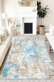 Resim Doku Westa Kaymaz Tabanlı Yıkanabilir Antibakteriyel Dijital Baskı Doku Halı Kilim, DK-5096B-WST-80X400 