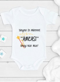 Resim Ayzi Tasarım Dünyanın En Mükemmel Amcası Olmaya Hazır Mısın? Yazılı Bebek Zıbın Body 