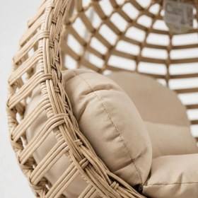 Resim Rattan Bahçe Salıncağı Tek Kişilik Minderli Balkon ve Teras Salıncağı 