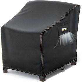 Resim Haegs Tek Kişilik Bahçe Koltuk Örtüsü, Koruma Kılıfı, Su Geçirmez Açık Hava Bahçe Mobilya Kılıfları, Dış Mekan Sandalye Kılıfı Örtü Branda, Ağır Hizmet Tipi, 80-95-90cm - Siyah 