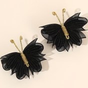Resim 2 Adet Şirin Kelebek Saç Tokası - Siyah Altın İpli, Kaymaz Tutuşlu Tül Tokalar, Çocuklar İçin Hafif Saç Aksesuarları, Doğum Günü Partisi, Günlük Kullanım, Resmi Etkinlikler - Kız Çocuk Saç Tokaları, Kız Çocuk Saç Aksesuarları, Fantezi Saç Süsü, Dayanıklı Klips Tabanı 