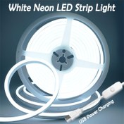 Resim ORAHON 100.58cm-5.0metre USB Güçlü Beyaz LED Neon Şerit Işıkları, Esnek Su Geçirmez, İç/Dış Mekan Dekorasyonu için Push-Button Kontrol, Aile Toplantıları, Festivaller, Mutfak, Yatak Odası için İdeal - Pil Gerektirmez, Neon İşaretler Wal için 