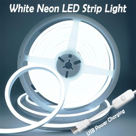 Resim ORAHON 100.58cm-5.0metre USB Güçlü Beyaz LED Neon Şerit Işıkları, Esnek Su Geçirmez, İç/Dış Mekan Dekorasyonu için Push-Button Kontrol, Aile Toplantıları, Festivaller, Mutfak, Yatak Odası için İdeal - Pil Gerektirmez, Neon İşaretler Wal için 