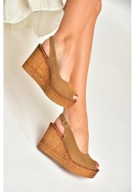 Resim Fox Shoes Y996553502 Taba Süet Dolgu Topuklu Kadın Ayakkabı Taba 