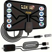 Resim İç Mekan Mini Anten, TV Anteni 4K 1080P Desteği İçerir, İç Mekan HDTV Dijital Anten, Bir Amplifikatör HDTV Adaptörü ile Donatılmıştır, Yeni ve Eski TV'lerde Kablosuz Sinyalleri Almak İçin Uygun. 