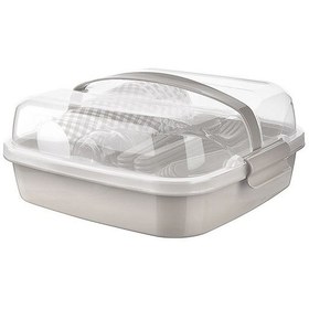 Resim 6 Kişilik 32 Parça Kapaklı Taşıma Kutulu Piknik Seti Bej 