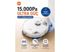 Resim Xiaomi 15.000PA Yüksek Emiş Güçlü Çift Döner Paspaslı Robot Süpürge, Extra Kenar Temizleme Fonksiyonlu Yeni Nesil Teknolojili 