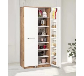 Resim Evistro Kiler Dolabı 2 Kapaklı 165 Derece Açılır Kapak Çok Amaçlı Mutfak Dolabı Beyaz-Atlantik Çam 