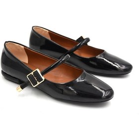 Resim Kindep Yuvarlak Burun Günlük Kadın Babet Rugan Siyah Rugan Siyah 