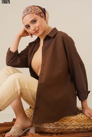 Resim 103901 Oversize Basic Tesettür Gömlek Kahverengi 