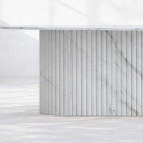 Resim White Twill Marble Dining Table 