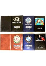 Resim Kişiye Özel Ayakkabı Derisi Ruhsat Kabı. Renkli Baskılı 