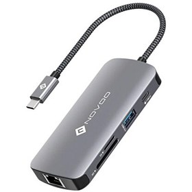 Resim Type-C to 3xUSB-A 3.0 4K HDMI RJ45 Ethernet PD TF SD Kart Okuyucu Dönüştürücü Hub 