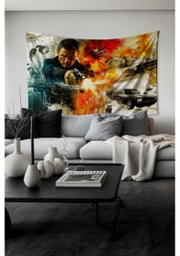 Resim Aksiyon Patlaması Desenli Duvar Halısı Duvar Örtüsü Tapestry Süet Dokulu Kumaş 