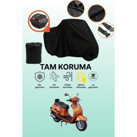 Resim Dokaca Siyah Arka Çanta Uyumlu Mondial 125 Kv Uyumlu Motosiklet Brandası, Koruyucu Örtü 
