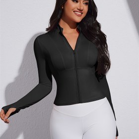 Resim Kadınlar İçin Yüksek Esneklikli Spor Ceket - Kolsuz Fermuarlı Yuvarlak Yaka Makinede Yıkanabilir Tek Renk Atletik Ceket, Outdoor Antrenman & Günlük Kullanım, Nefes Alabilen Malzeme, Spor Giyim, Kadın 