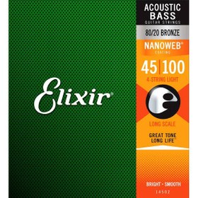 Resim Elixir 14502 Nanoweb Light Akustik Bas Gitar Teli (45-100) 