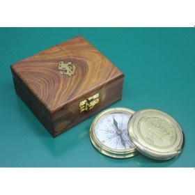 Resim Ahşap Kutulu Pirinç Pusula Model 9 