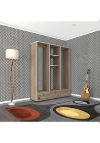 Resim Kenzlife giysi dolabı 3 bölmeli 3 çekmeceli hamit150 crd dolap kapaksız 