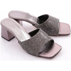 Resim Dgn K1034 Kadin Kadeh Topuklu Taş Süslemeli Topuklu Terlik K1034-1510-R13773 Platin 